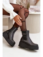 Zazoo 60498 Dámské Botky Chelsea Na Platformě A Klínu Černé