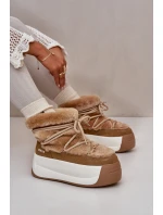 Kožené Dámské Sněhule Na Silné Podešvi S Kožešinou Big Star OO274A207 Hnědé