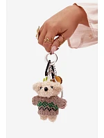 Přívěsek na klíče na tašku medvěd raketa míč stříbrný