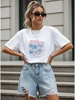 Dámské tričko oversize s letním potiskem, bílé, FashionStreet NX9005RY Dámské tričko oversize s letním potiskem, bílé, FashionStreet NX9005RY