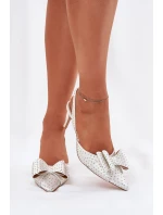 Zdobené Lodičky S Otevřenou Patou A Mašlí Bílé Nilandriela