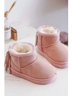 Dětské zateplené sněhule s třásněmi, růžová Mikyla