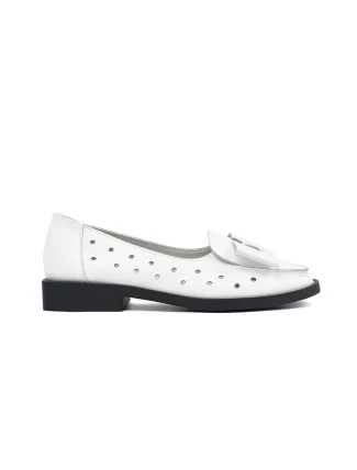 Exkluzívní bílé  baleríny dámské bez podpatku