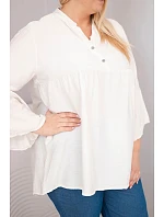 Dámská viskózová halenka Plus Size s volánovým rukávem a výstřihem do V béžová Dámská viskózová halenka Plus Size s volánovým rukávem a výstřihem do V béžová