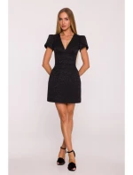 M882 Žakárové mini šaty - černé