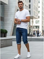 Pánské džínové šortky s ohrnutými nohavicemi tmavě modré FashionStreet SX2614 Pánské džínové šortky s ohrnutými nohavicemi tmavě modré FashionStreet SX2614