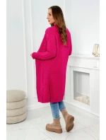 Svetr Cardigan kostkovaný kostkovaný fuchsiový Svetr Cardigan kostkovaný kostkovaný fuchsiový