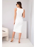 Dámské viskózové žebrované šaty na ramínkách ecru