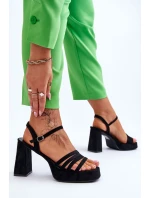 Dámské semišové sandály na platformě Černé Verda