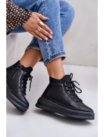 Lehké Kožené Sportovní Boty Na Platformě Artiker 55C1041 Černé