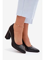 Lodičky na podpatku z eko kůže Sergio Leone PB216 Černé
