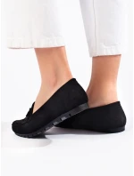 Designové  mokasíny dámské černé bez podpatku