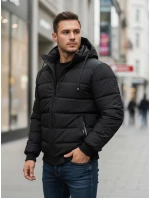 Pánská prošívaná zimní bunda s kapucí černá FashionStreet TX5094