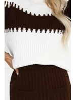 571-2 Dvoudílný svetr s vypasovanou sukní - čokoládový