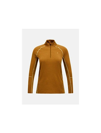 Termotriko PEAK PERFORMANCE Magic Half Zip Wool-blend Baselayer Women, hnědé Termotriko PEAK PERFORMANCE Magic Half Zip Wool-blend Baselayer Women, hnědé