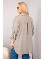 Dámská bavlněná košile Plus Size s límečkem a krajkovou vsadkou fango