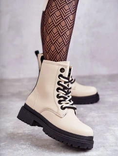 Dámské kožené boty Workers Světle béžové Denila