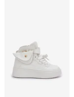 Vysoké tenisky s kapsičkou na platformě bílé Saramis