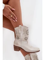 semišové kožené dámské boty s otvory na podpatku Zazoo 3844 zlaté včerněné