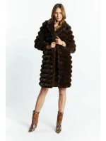 Dámský kabát prošívaný COT0590-017 Tmavě hnědý - Monnari Dámský kabát prošívaný COT0590-017 Tmavě hnědý - Monnari
