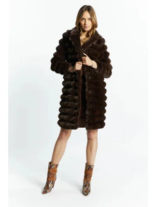 Dámský kabát prošívaný COT0590-017 Tmavě hnědý - Monnari Dámský kabát prošívaný COT0590-017 Tmavě hnědý - Monnari