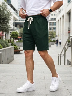 Pánské teplákové kraťasy, tmavě zelené, FashionStreet SX2634