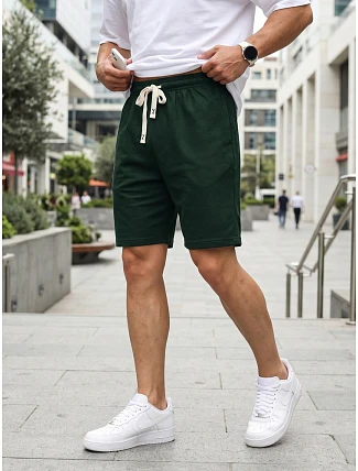 Pánské teplákové kraťasy, tmavě zelené, FashionStreet SX2634