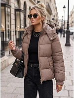 Dámská zimní prošívaná bunda s kapucí, béžová, FashionStreet TY5748 Dámská zimní prošívaná bunda s kapucí, béžová, FashionStreet TY5748