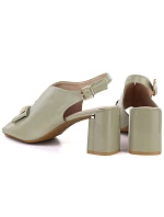 Dámské sandály na jehlovém podpatku s mašlí Jezzi olivové RMR25112-3