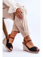 Dámské sandály na klínku s ozdobou černá Candice