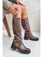 Zazoo 70141 Kožené dámské kozačky nad kolena hnědé