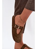 Dámské pantofle Mule z imitace semiše tmavě zelené Melvia