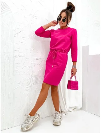 Dámské úpletové šaty ve fuchsijové barvě (700)