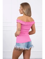 Třpytivá halenka s volánky světle růžová Třpytivá halenka s volánky světle růžová