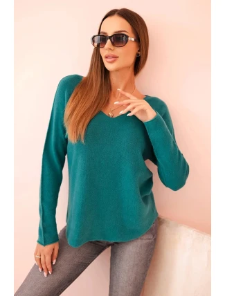 Svetr dámský s viskózou s výstřihem do V světle mořský Svetr dámský s viskózou s výstřihem do V světle mořský