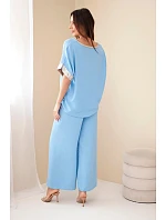 Komplet z viskózy se zlatým lemem modrý Komplet z viskózy se zlatým lemem modrý