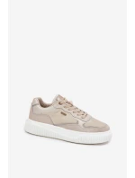 Dámské Kožené Tenisky Na Platformě Béžové Velarria