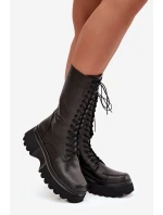 Kožené zimní kozačky s platformou Artiker 57C2282 Černé