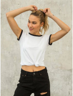 Bílé a černé bavlněné tričko pro ženy PRO FITNESS