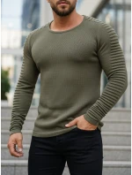 Pánský khaki svetr přes hlavu WX1606