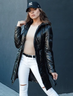 Dámská prošívaná dlouhá bunda s kapucí PAUL černá FashionStreet TY4415