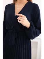 Šaty se svázaným plisovaným lemem námořnictvo