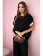 Viskózový komplet se zlatým lemováním černý Viskózový komplet se zlatým lemováním černý