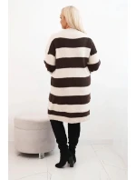 Dámská pletená sukénka Plus Size v pruhy camelová