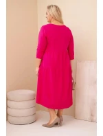 Dámská bavlněná sukýnka Plus Size s volánky a ohrnutým rukávem fuchsie