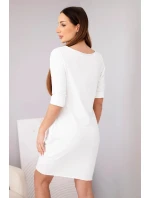 Dámské bavlněné šaty s 3/4 rukávem a kapsami bílá