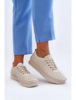 Kožené Sportovní Dámské Tenisky Beige Lalnai