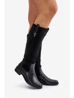 Dámské Zateplené Kozačky Před Kolena Na Zip Černé Ivasira