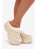Pěnové dámské pantofle s teplou kožešinou béžové Palvine