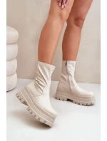 Kotníkové boty na masivní platformě světle béžové Florinara Kotníkové boty na masivní platformě světle béžové Florinara